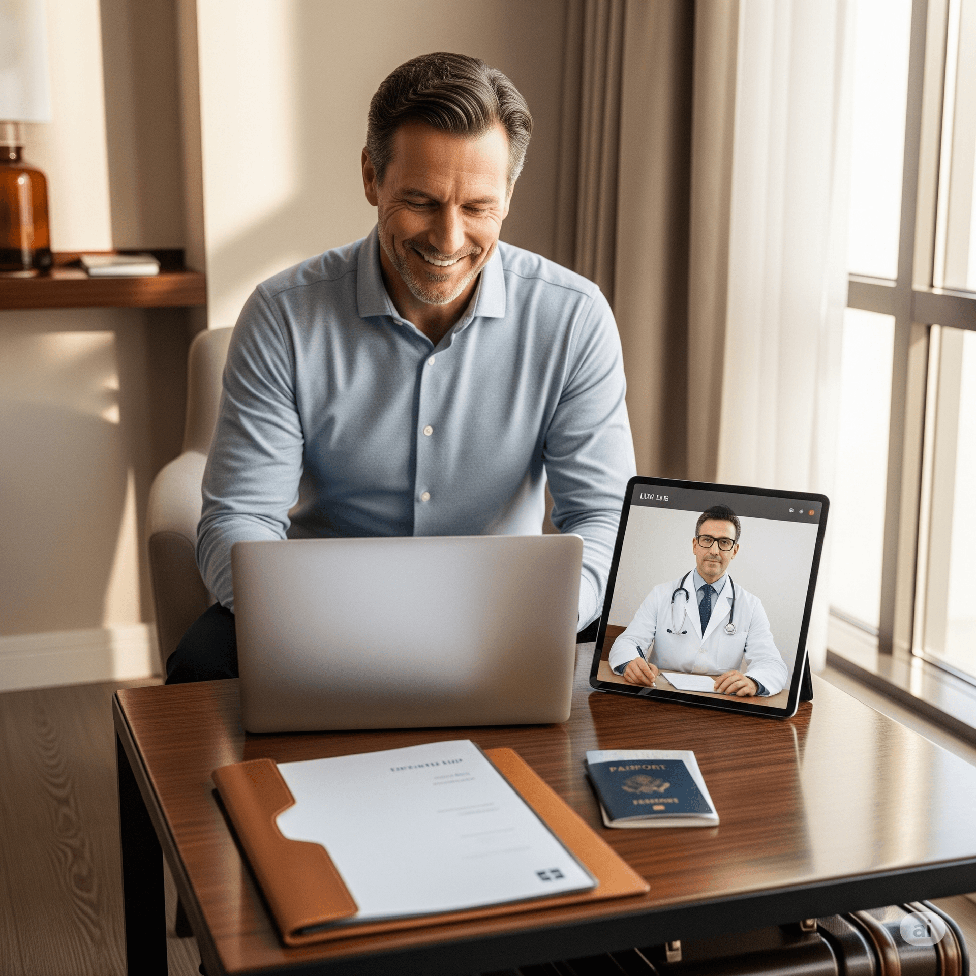 A doctor assisting a patient, illustrating medical tourism